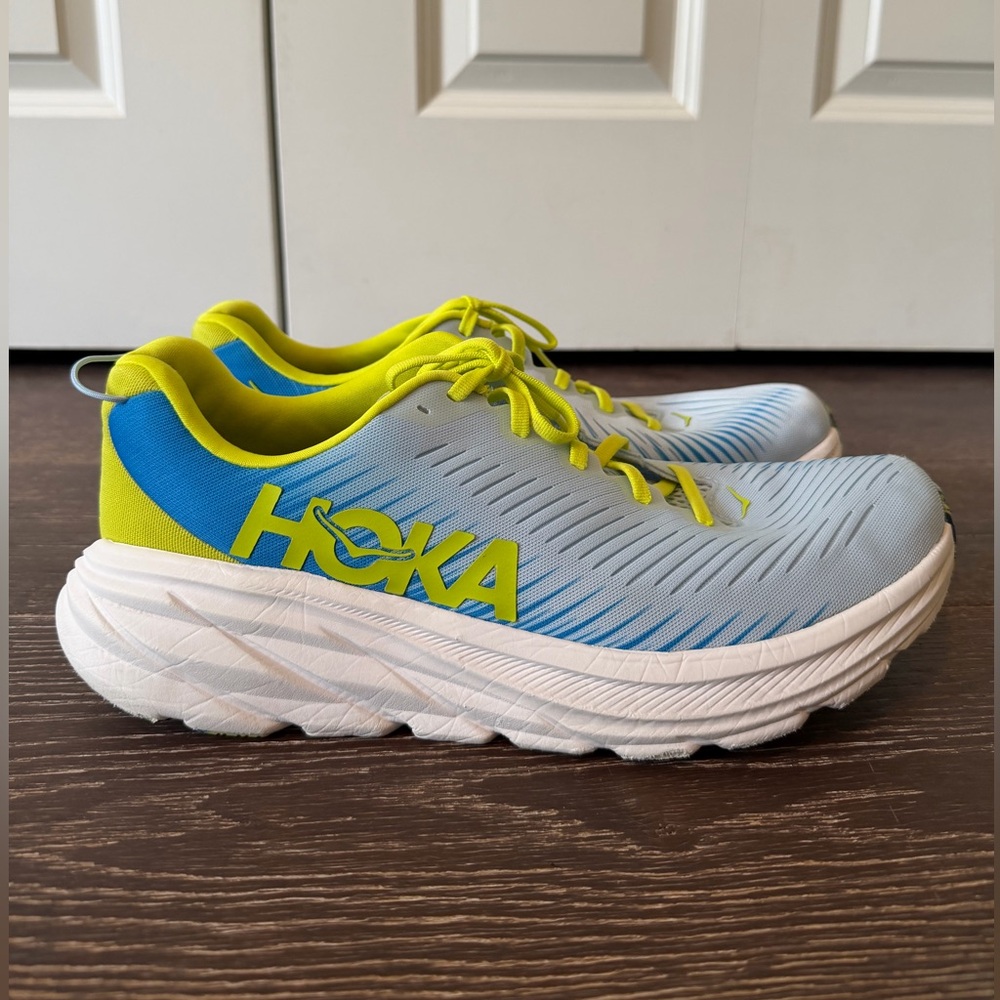 Hoka Men's Running Sneakers - Light Blue & Neon Yellow